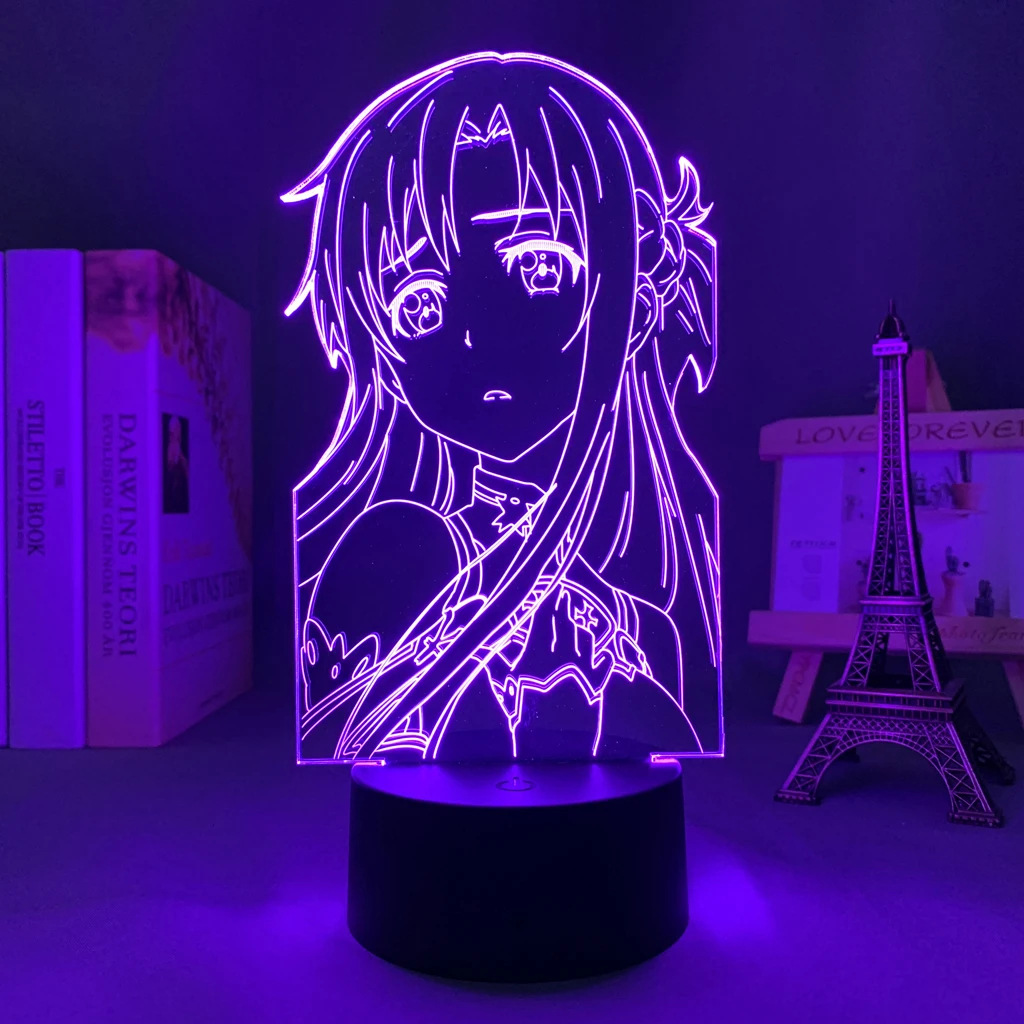 Anime Sword Art Online Kirito Figure 3D LED Acrylic Lamp Merchandise Night Light