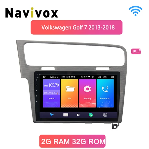 Navivox 10,1 дюймов Android 8.19.0 2Din автомобильный Радио gps навигация мультимедийный плеер для Фольксваген Гольф 7 2013 wifi - Цвет: Синий