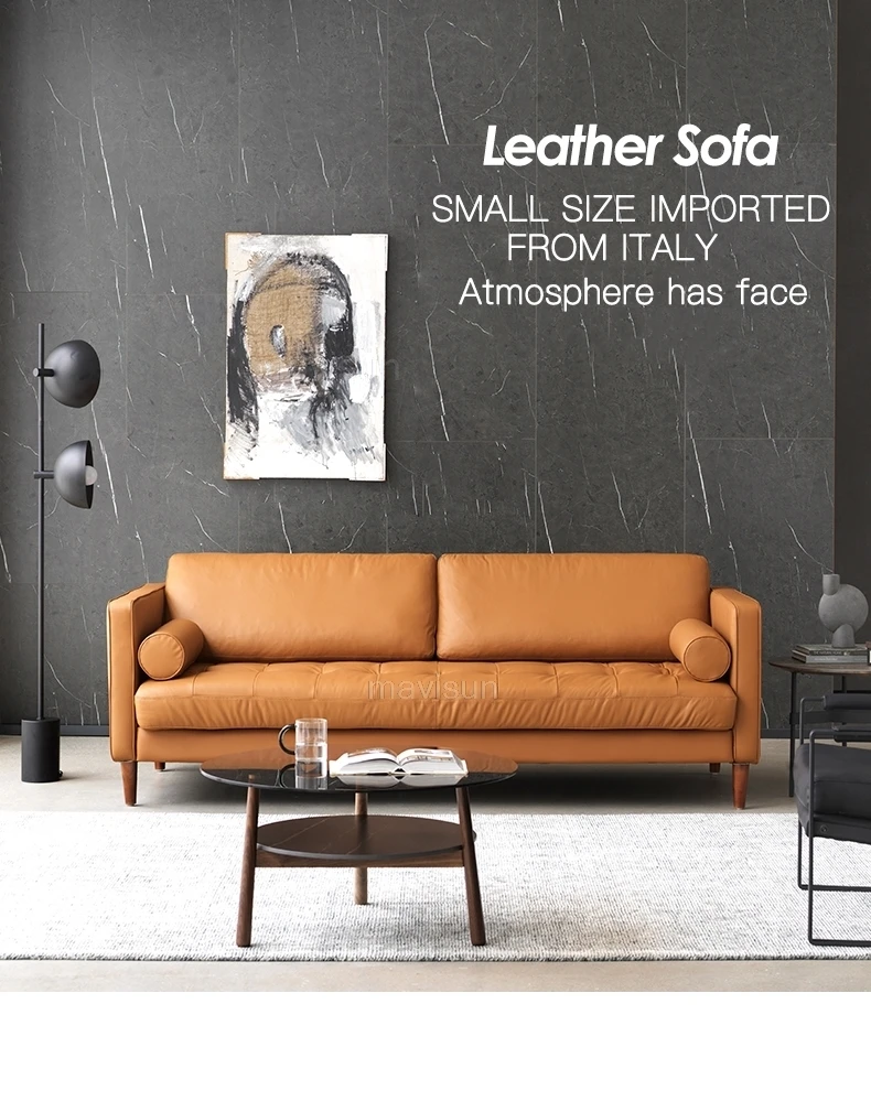 Modern Brown Leather Sofa For Living Room Furniture Wooden Frame Apartments  Sofas For Home Furniture - Living Room Sofas - AliExpress