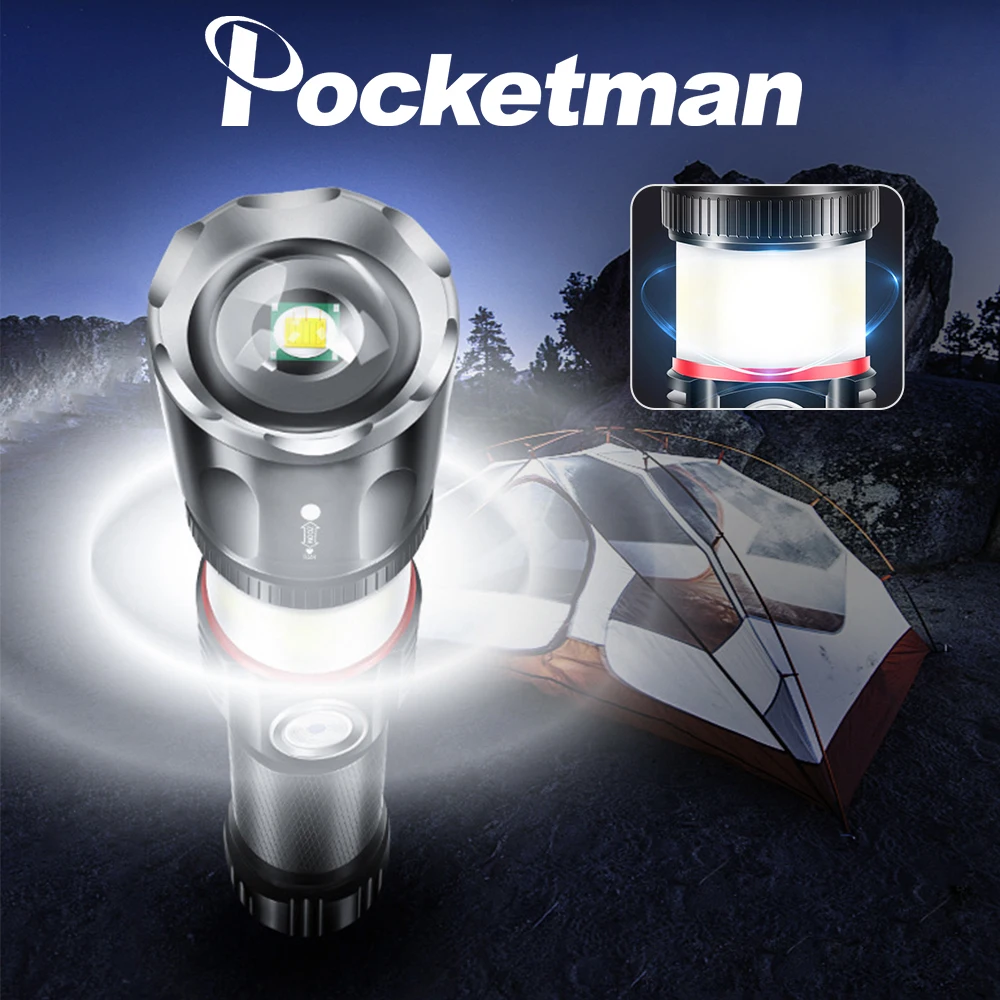 

Daily practical T6/L2 +COB LED flashlight 3+1modes Zoom super bright LED torch USB charging Use 18650 battery magnet work light