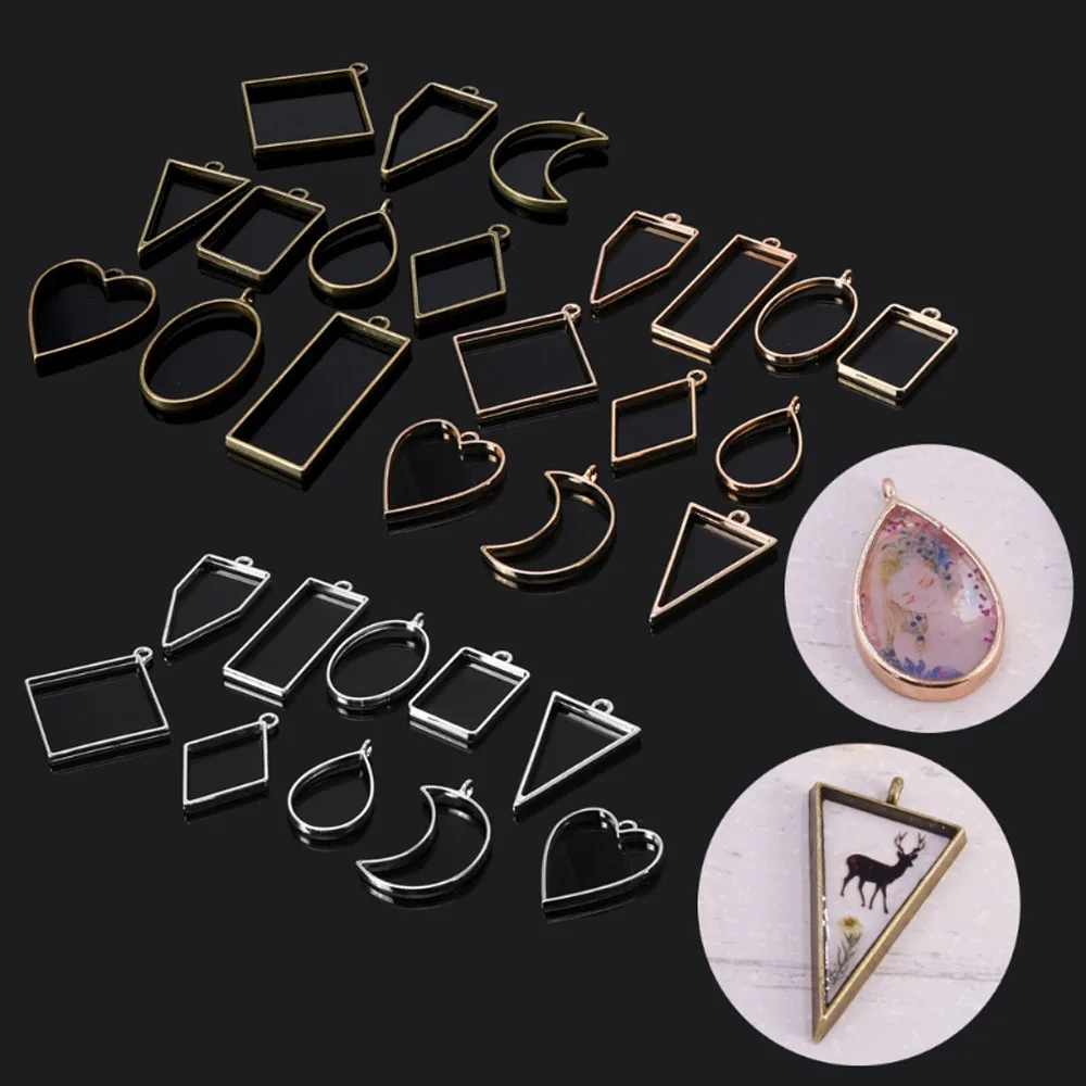Assorted Bezel Frame Pendants Geometric Hollow Pressed Flower Charms Resin Crafts For Necklace Bracelet Jewelry Making | Украшения и