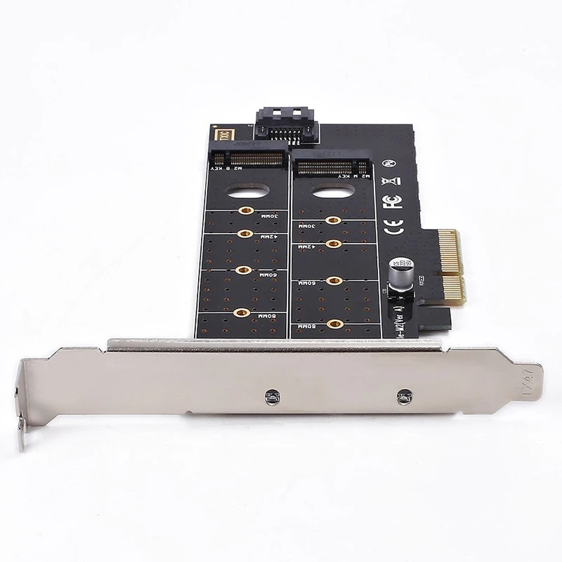 Двойной M.2 Адаптерная плата Pcie M2 Ssd Nvme (M) или Sata (ключ B) 22110 2280 2260 2242 2230 к Pci E 3 0X4 хост