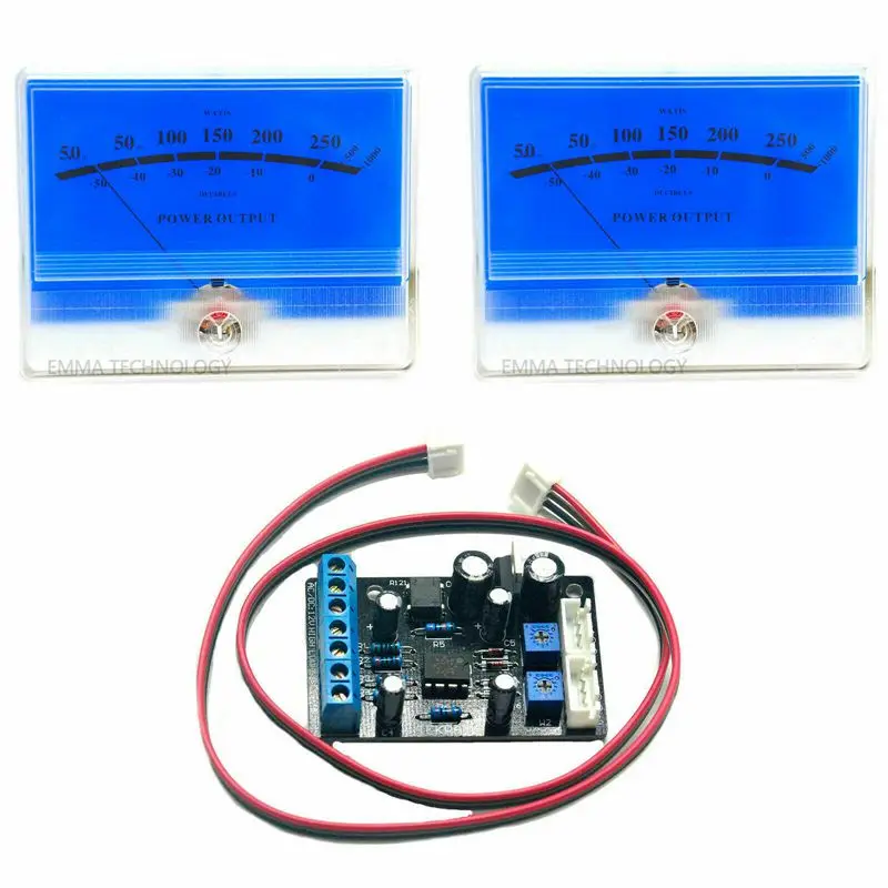 2x Lake Blue Power Amplifier VU Panel Meter W/ 1pc Power Supply Driver Board tpa3110 power amplifier board high power digital power amplifier board 2x15w two channel hf82 durable