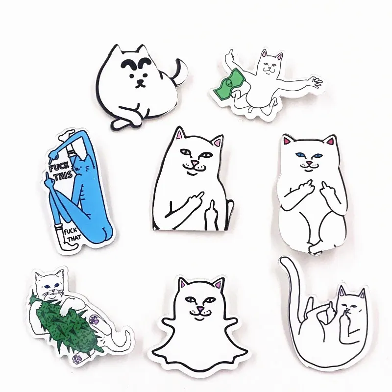 

1Pcs Cartoon Finger Cat Brooches Animal Anime Acrylic Badges for Women Jackets Lapel Pins Bag Corsage Fashion Jewelry Decoration