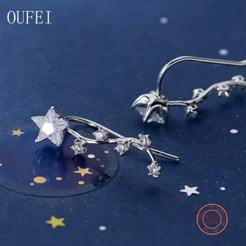 

Simple Ear Clip For Women Earrings 925 Sterling Silver Wave Ear Climber Zircon Star Charm Earring Jewelry Women Girls