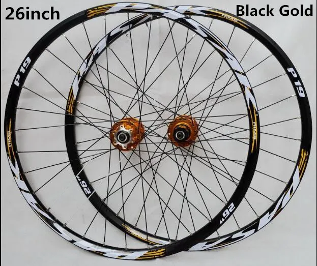 26inch black gold Пасак MTB горный велосипед 26/27. 5/29 дюймов колеса велосипедные колеса спереди 2 сзади 4 подшипники концентратора дисковый тормоз колеса сплав обода - Цвет: 26inch black gold
