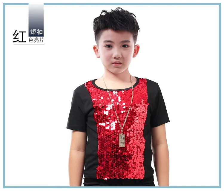 New Boys Stage Costume Singer Host Wear Children's Jazz Dance Costume Sequined Vest T-shirt Hip Hop Performance Clothing DQS2787