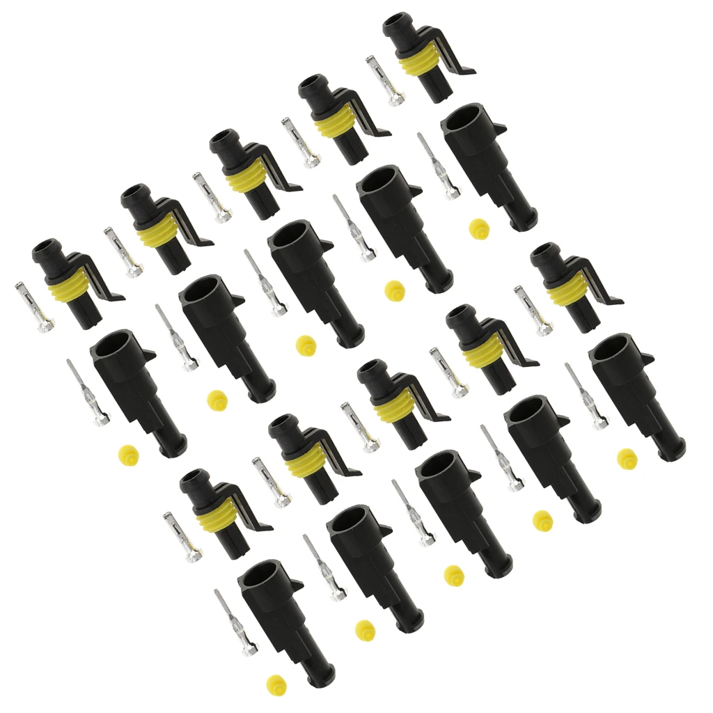 10PCS 1 Pin Sealed Waterproof Electrical Wire Connector Plug Car Set