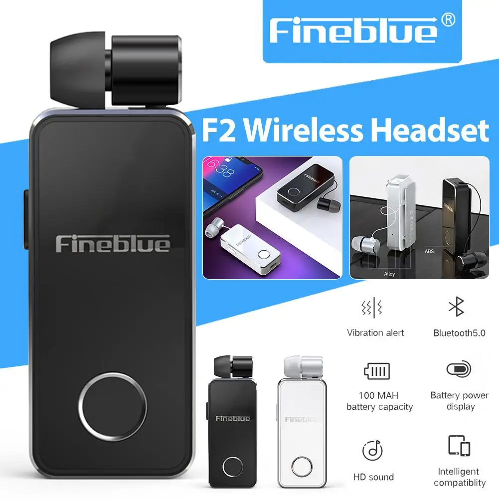 Оригинальные F2 беспроводные Bluetooth V5.0 наушники гарнитура вакуумные наушники бизнес клип-он с микрофоном HD Handsfree вибрационное оповещение