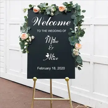 

Personalized Wedding Name Date Vinyl Wall Decal Stickers For Chalkboard Interior Removable Custom Event Decor Art Poster N138