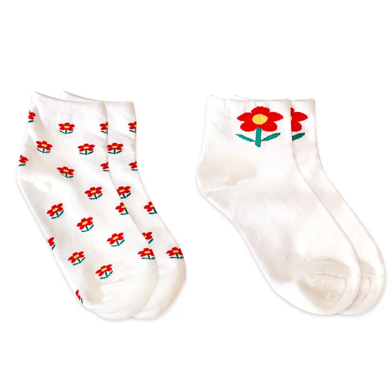 

Fashion Cute Creative Embroidery Flowers Women Socks Top Quality Cartoon Funny Socks Spring Summer Lovely Socks