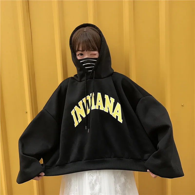 Женская толстовка с капюшоном Ulzzang Kpop Повседневная Свободная Толстовка
