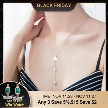 

Star Choker Necklace Jewelry Real 925 Silver Joyas Pendants Collares Best Friend Gift Kolye Collier Femme Necklace For Women