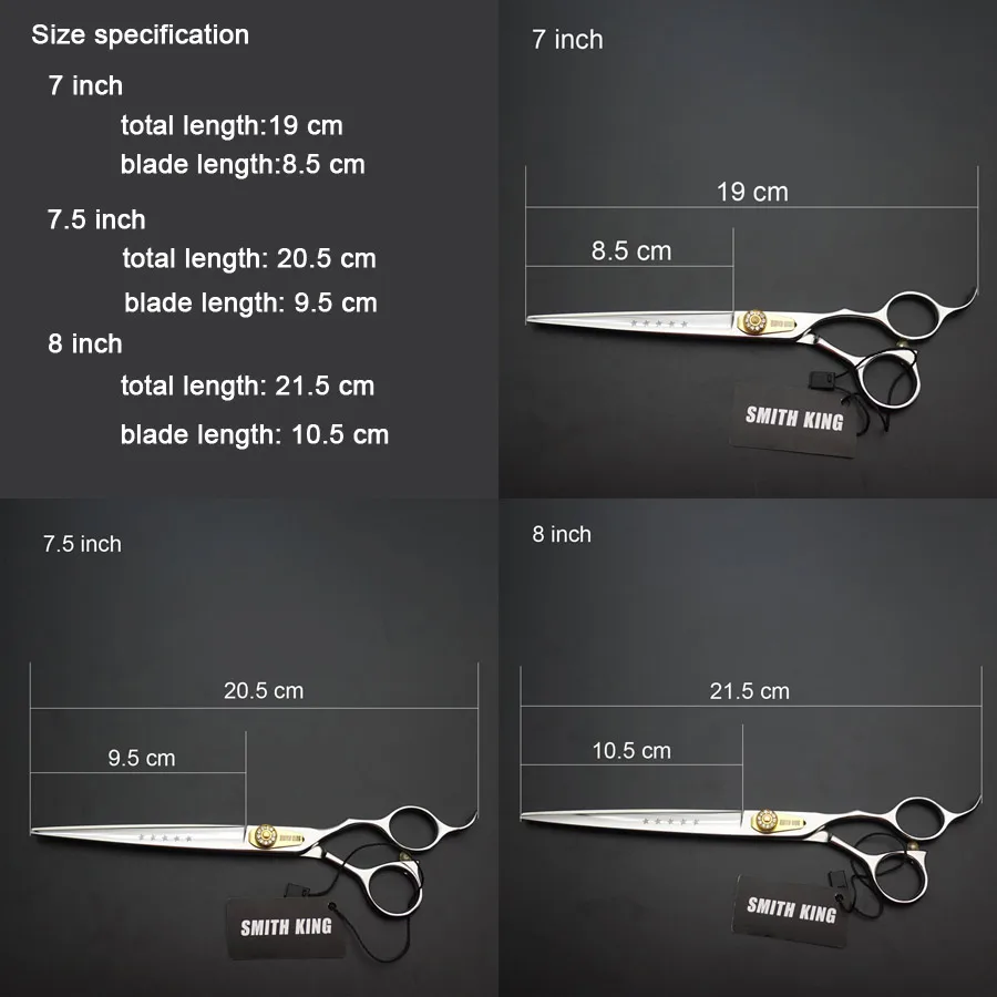 7,0/7,5/8,0 дюймов профессиональной премии острый край собака холить ножницы наборы для ножниц SUSP440C из нержавеющей стали K015