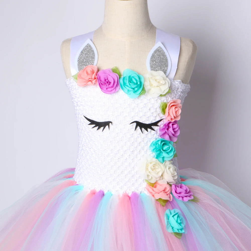 Girls Unicorn Tutu Dress - Pastel Rainbow Princess Costume for Kids - Birthday Party Dress or Halloween Outfit for Children Ages 1-14 image 4
