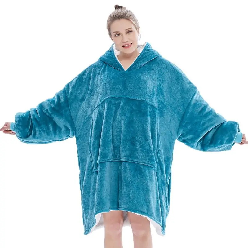 [Предложение ограничено по времени] зимнее плотное удобное одеяло, толстовка, однотонное теплое одеяло с капюшоном, унисекс, флисовое утяжеленное одеяло s