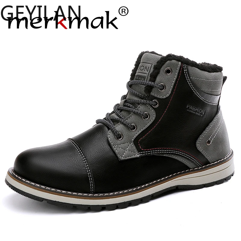 

Autumn Winter New British Fashion Trend Large Work Boots Men's Soft Army Boots Wear-Resistant Non-Slip Warm Tooling Safety Boots