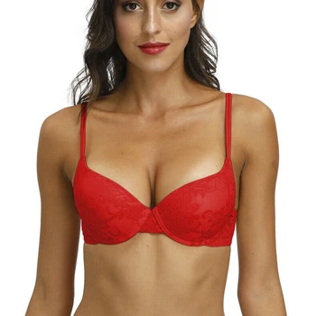 

YBCG Women Bra Lace Mesh Embroidery Floral Underwear Breathable Thin Padded Push Up Lingerie Plunge Cotton Bra For Women
