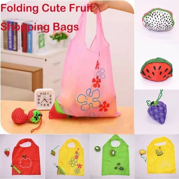 

2020 Hot Sale Foldable Handy Shopping Bag Reusable Tote Pouch Recycle Storage Handbags Fruit 14 Colors