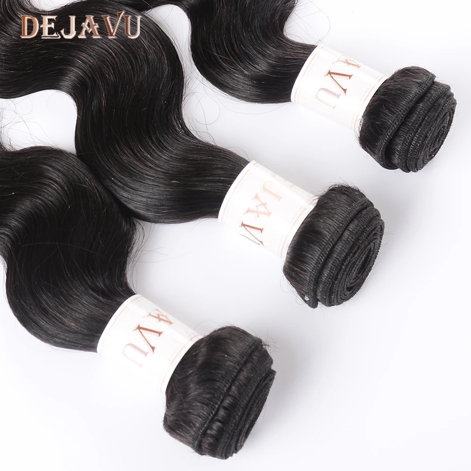 Dejavu перуанские пучки волос с закрытием объемные волнистые пучки с закрытием 3 пучка с 4*4 закрытием не Реми человеческие волосы