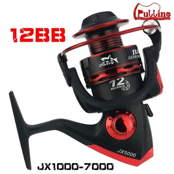 

PULLINE Spinning Fishing Reel Metal Spool 12 Ball Bearing JX1000-7000 Series 5.5:1 Spinning Reel Boat Rock Fishing Wheel Reel