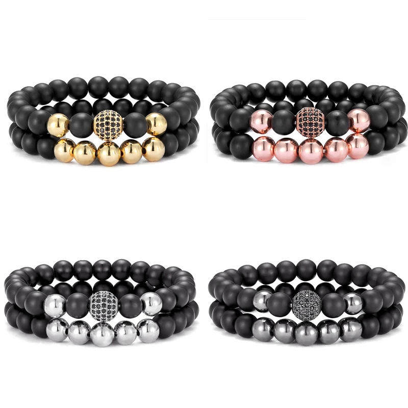 

2 pieces / set of lovers distance bracelet natural stone natural CZ 10mm disco ball bracelet men and women best friends