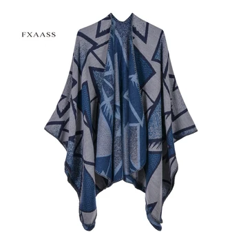 

FXAASS New Autumn Winter Shawl Fashion Poncho Women Cashmere Scarf Lady Luxury Blanket Warm Pashmina Geometric Wholesale Cape