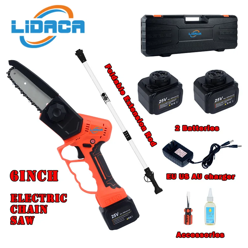 1 4 pitch 0 043 gauge 28 drivelink sawchain 4 inch ga01 007 2600 rim 8 10mm for handheld battery hand saw gta26 25V Electric Chain saw 6-inch handheld household high branch lithium battery one-hand saw chain can be with extension rod