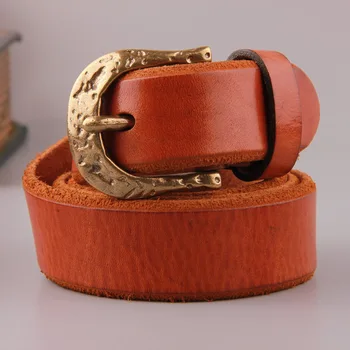 

High Quality Pure Cowhair Casual Retro Men's Belt Thickened Belt Body Simple Copper Needle Buckle Genuine Leather Washed Strap