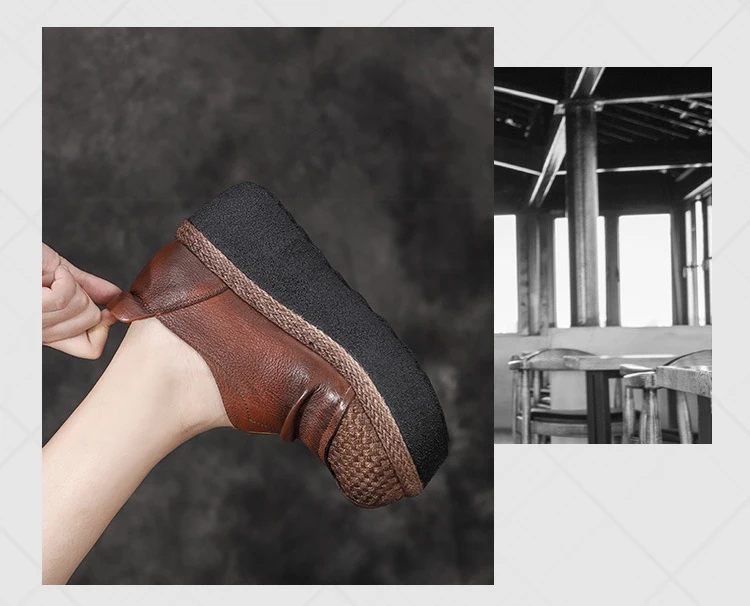 Artdiya/оригинальная Женская обувь в стиле ретро из натуральной кожи на толстой подошве; сезон осень-зима; удобная обувь ручной работы на платформе
