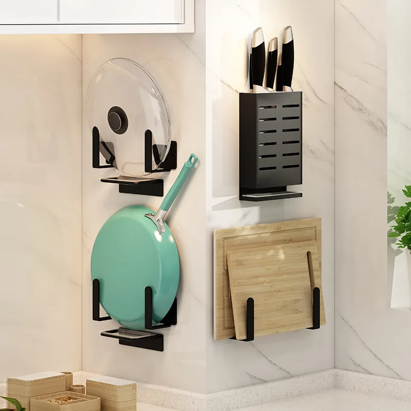 Black Aluminum Alloy Wall Mounted Kitchen Storage Rack Dish Drainer Plate Drying Pot Cover Cutlery Holder Oragnizer Accessories