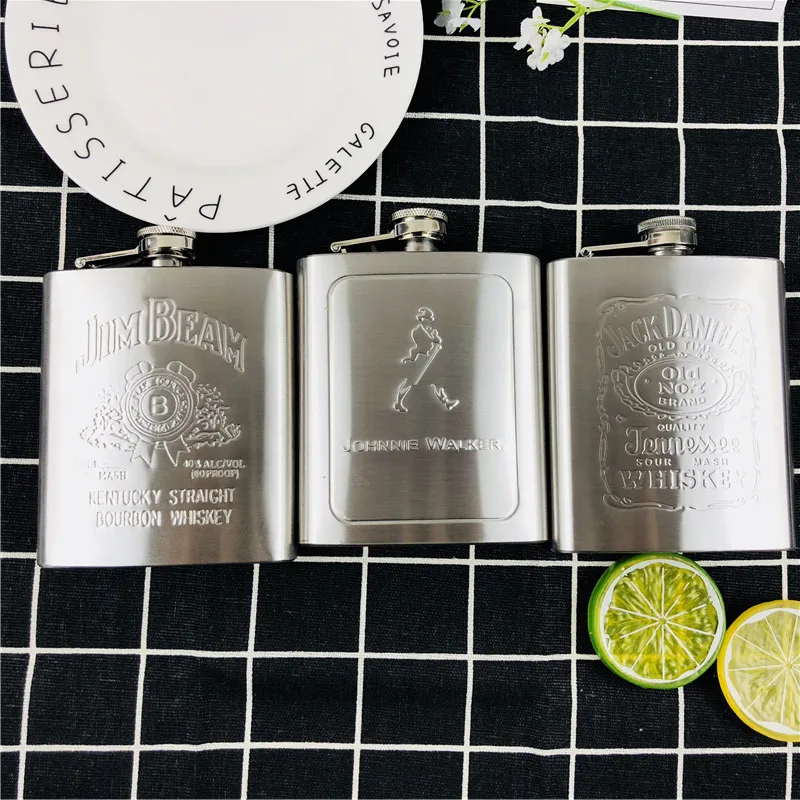 Флакон для виски с тиснением 7 унций флакон ликера хромированный полированный из