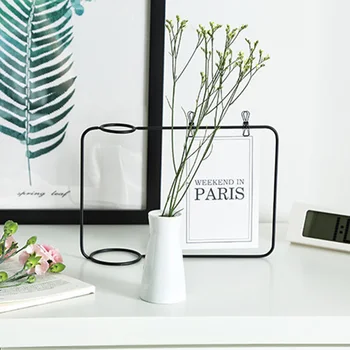 

Container Wrought Iron Ceramic Plant Living Room Home Hydroponic Vase Gift Postcard Display Photo Frame Nordic Decor Mini Flower