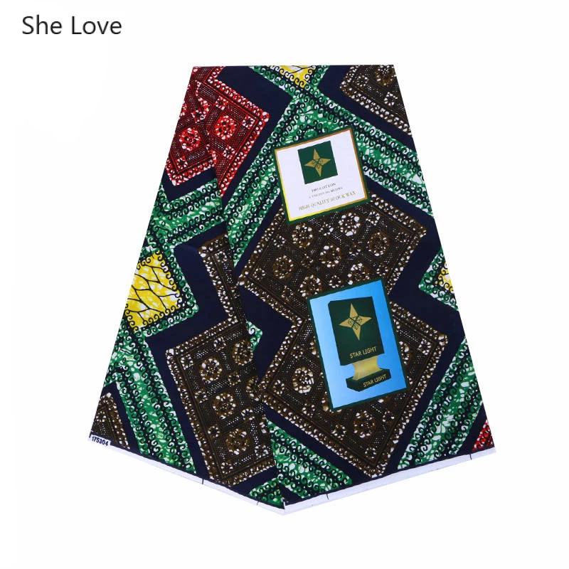 She Love 1 ярд полиэфирная ткань с восковым принтом Анкара африканская вышитая ткань с крестиком для женщин праздничное платье для ручной работы