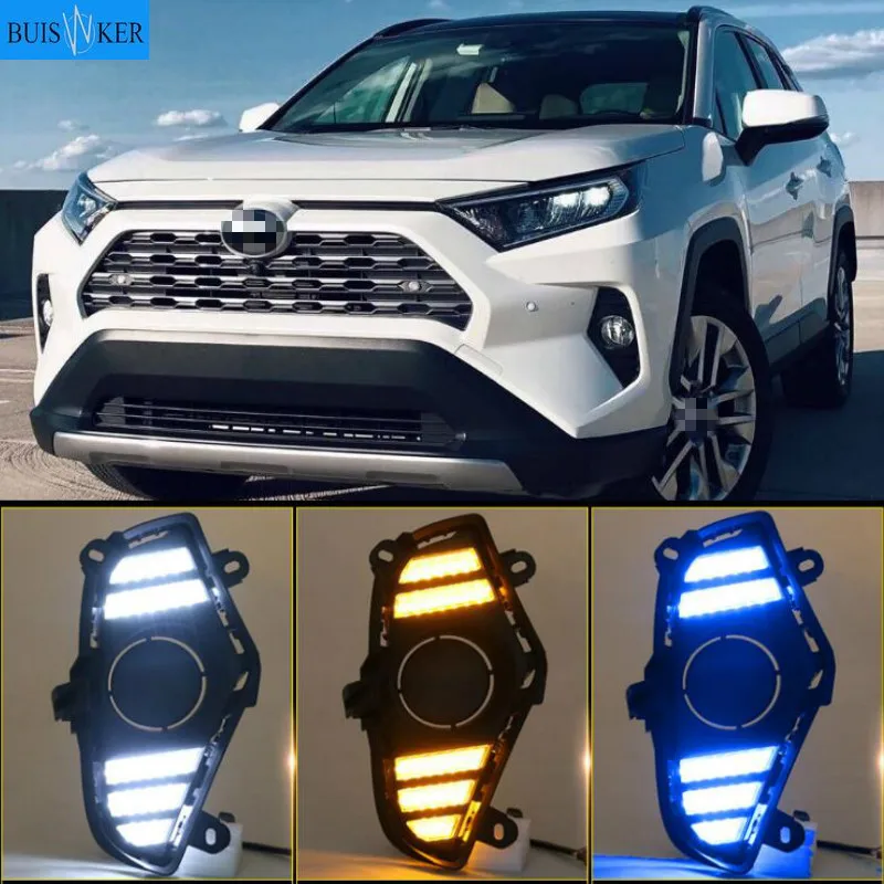 2 шт. LED DRL для Toyota RAV4 2019 2020 Светодиодный дневной светильник Водонепроницаемый с