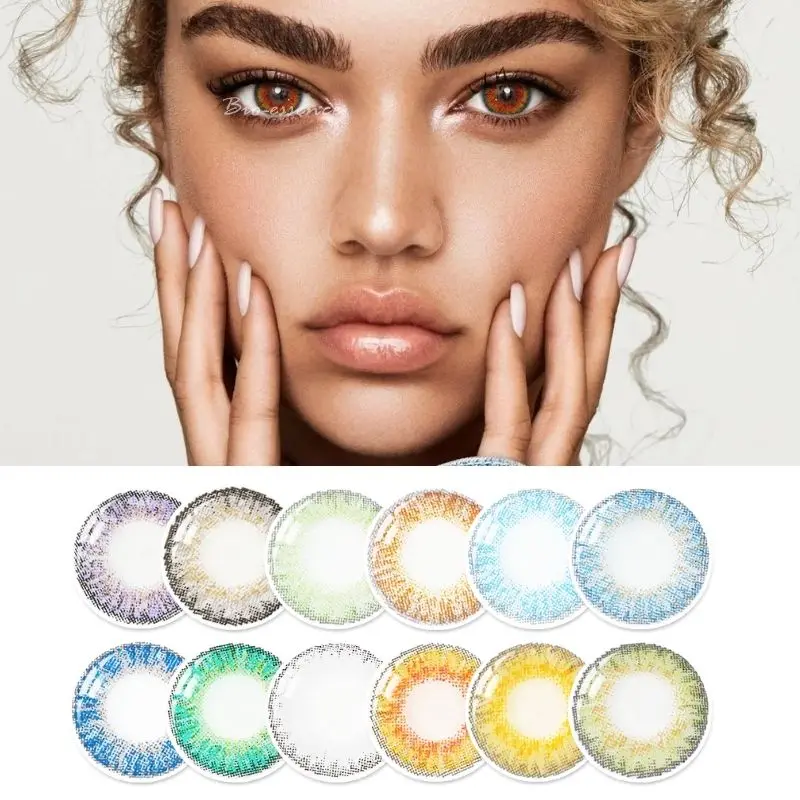 Bio-essence-lentes de contacto de Color, lentes de contacto de tres tonos de Color azul, moda turquesa, 1 par (2 uds), venta al por mayor