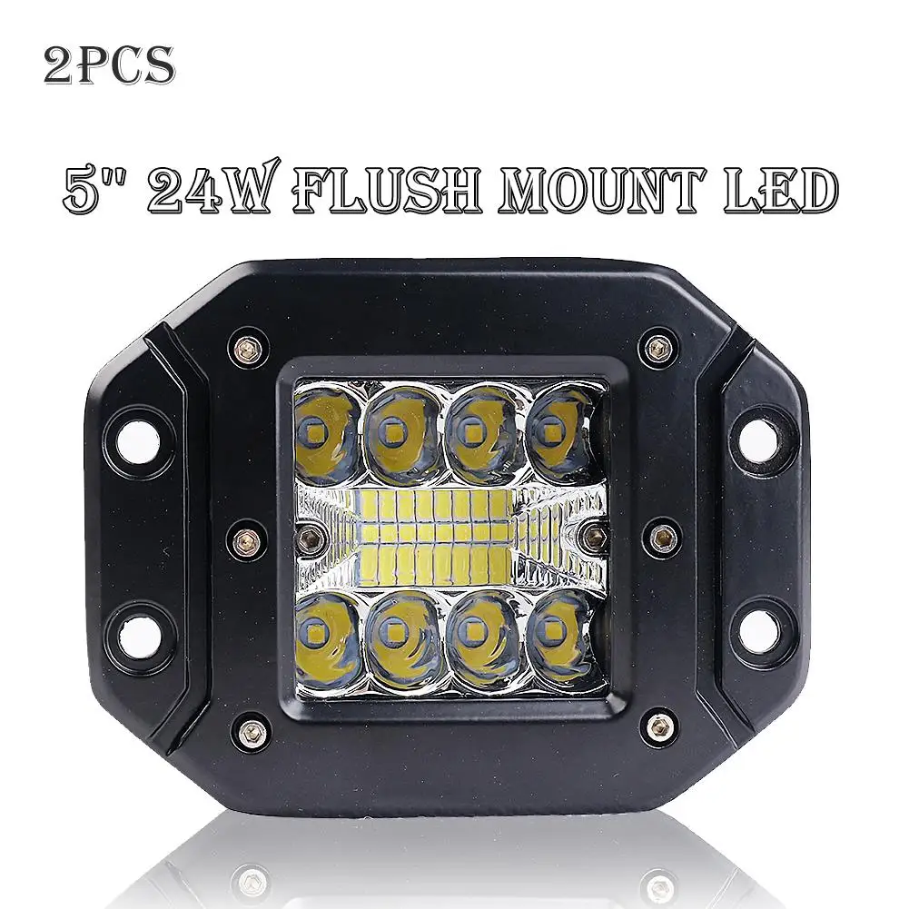 2 шт., 5 дюймов, 48 Вт, 16 светодиодный рабочий светильник, 12-24 В, универсальный, для автомобиля, для мотокросса, заподлицо, светодиодный, рабочий светильник - Цвет: Black