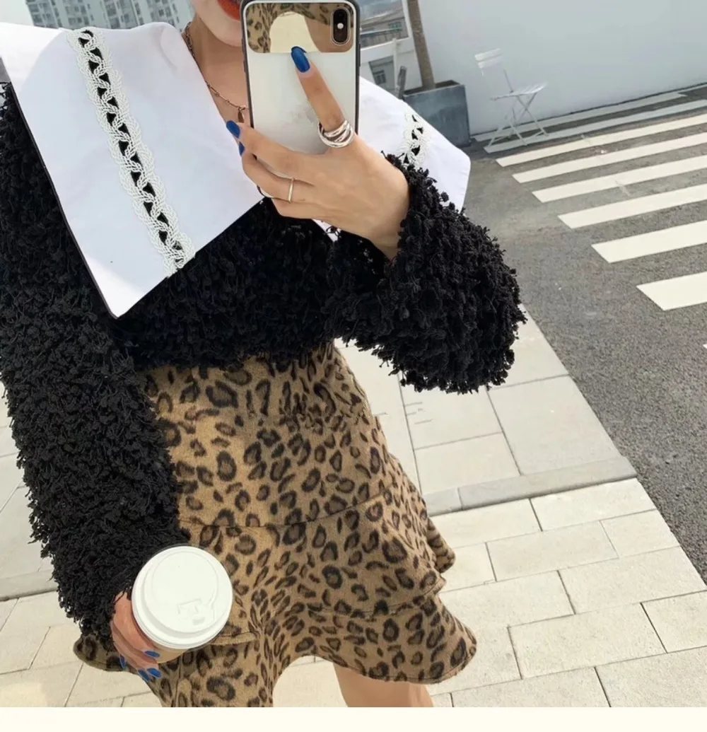 WHITNEY WANG футболка Весенняя модная уличная одежда корейский стиль большой воротник Питер Пэн футболка с изображением «Shaggy» Женская футболка Женские топы