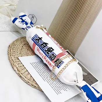 

New Fashion Girl Canvas Cartoon White Rabbit Creamy Candy Handbag Women's Funny Messenger Bag M5TE