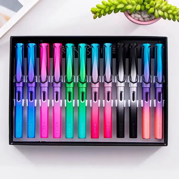 

Frosted Dazzle Fountian Pen Set Fashion Black Big Clip 0.38/0.5mm Ink Pens for Student Writing Stationery School Office Supplies