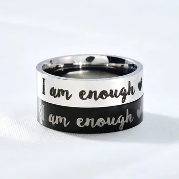 

I Am Enough Heart-shaped Stainless Steel Ring for Men Women Stainless Steel Rings for Women Jewelry Gift for Girlfriend