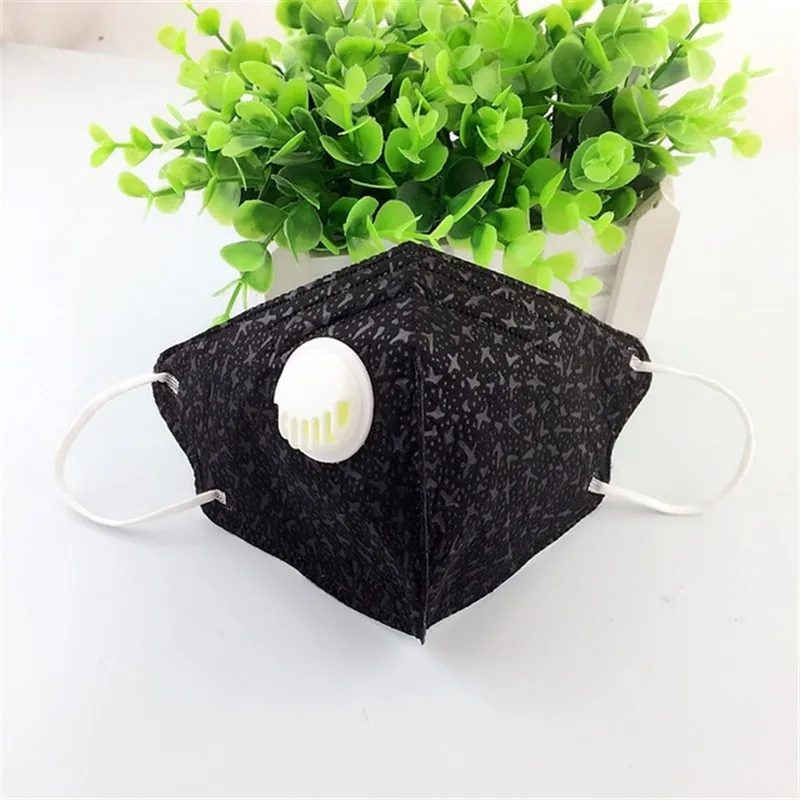 2Pcs Non-woven Cartoon Printing Unisex Mouth Mask Anti Haze PM2.5 Breathable Breath Valve Masks