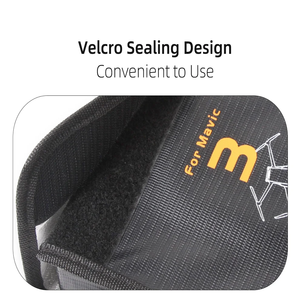 Sac anti-déflagrant pour batterie DJI Mavic 3 Pro et Classic avec fermeture éclair et poignée, design robuste.
