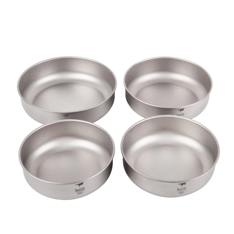 Keith Pure titanium миски для смешивания(набор из 4) здоровые Антикоррозийные миски для хранения, набор походных салатников, походная посуда - Цвет: 4pcs