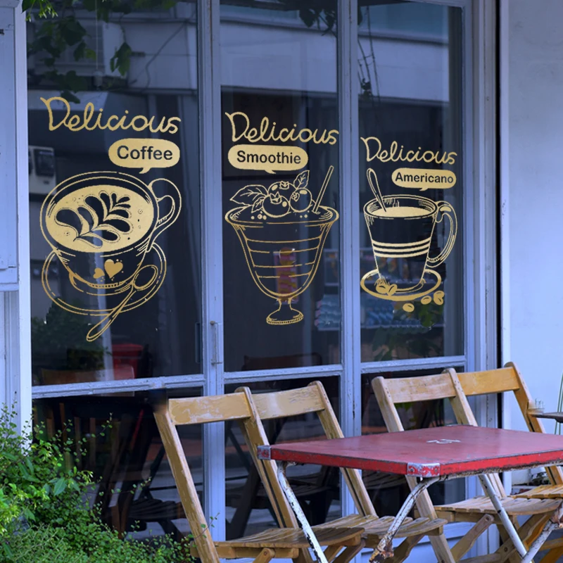 

Milk tea Coffee Shop Cafes Ice Cream Bread Cake Kitchen Wall Art Removable Sticker Decal DIY Home Decoration Mural Decor