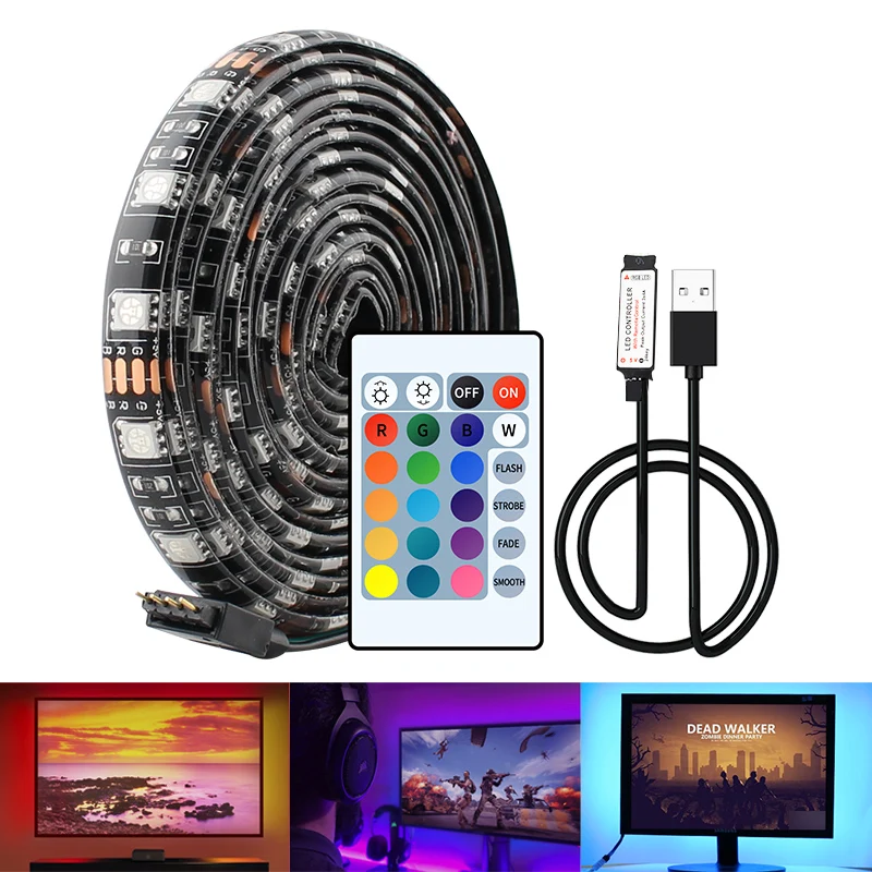 Светодиодная лента 5050 RGB с USB водонепроницаемая неоновая лампа гибкая для ТВ