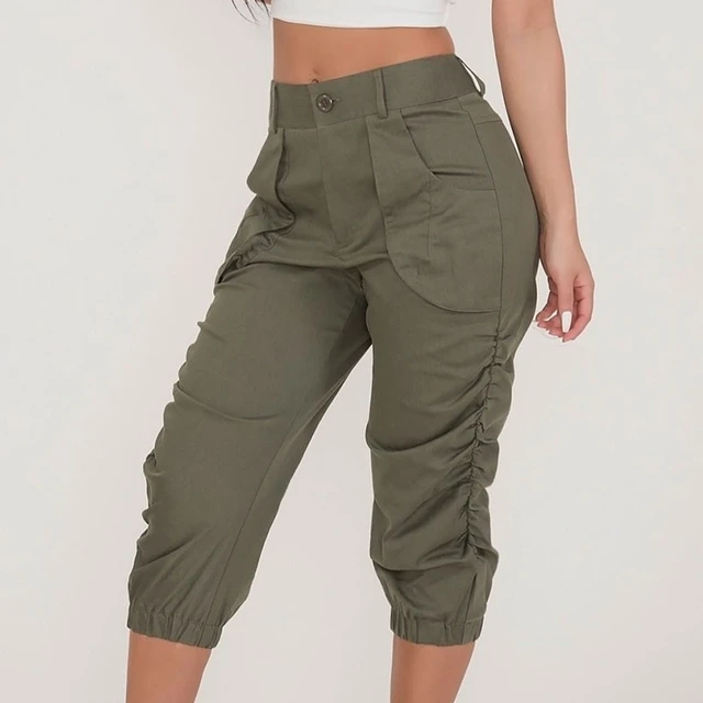 Women's Relaxed-fit Cargo Capri Pant Paper Bag High Waist Pencil Cropped  Pant Slim Fit Casual Trouser Long Pants With Pockets - Pants & Capris -  AliExpress