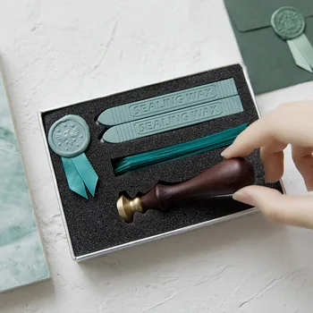 

Creative DIY Handmade Fire Paint Seal Set Gift Ribbon Seal Envelope Sealing Wax Stamp Ancient Seal Post Decorative Badges Crafts