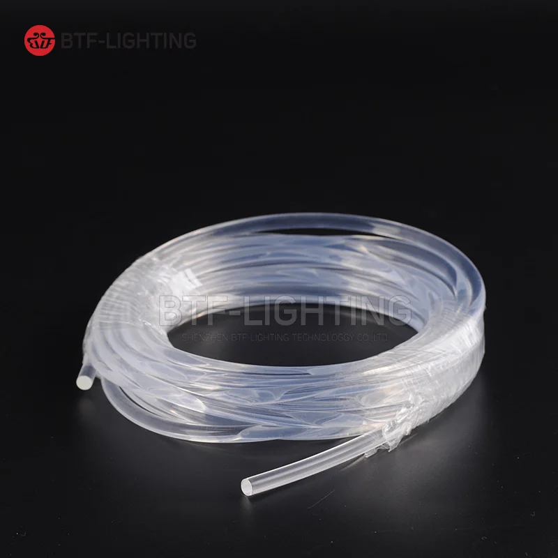 Волоконно-оптический кабель 0,25/0,5/0,75/1,0/1,5/2,5/3,0/5,0/8,0 мм Диаметр PMMA светодиодный конец/бокового свечения вспышки для украшения освещения