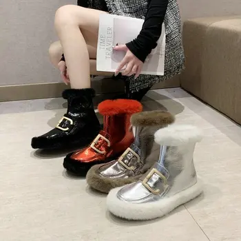 

Winter Snow Boots Woman Boots Fashion Flat Ankle Boots Booties Winter Short Fur Warm Boots A63-31JY